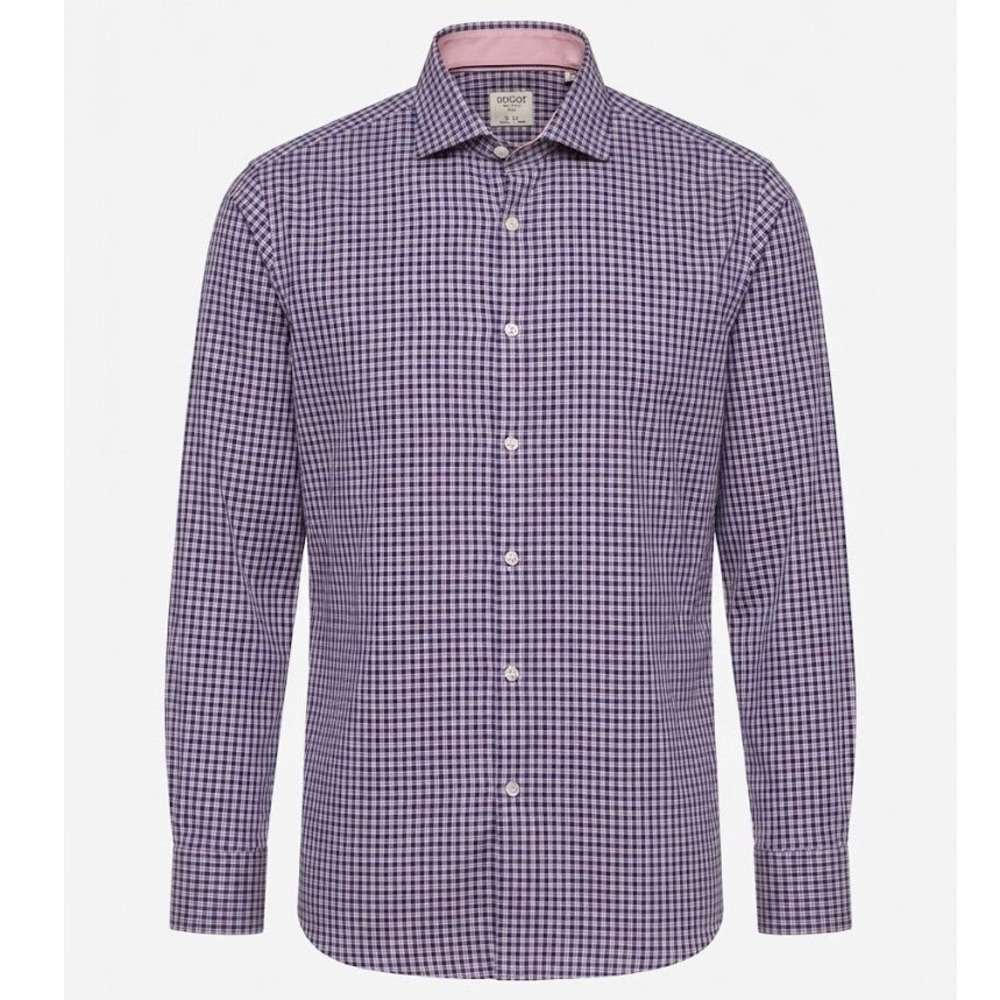Boggi Milano Mens XXL 2XL Blue Purple Micro Check Cotton LS Dress Shirt - CJ